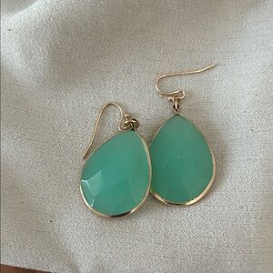 Elegant Gold and Green Teardrop Earrings
